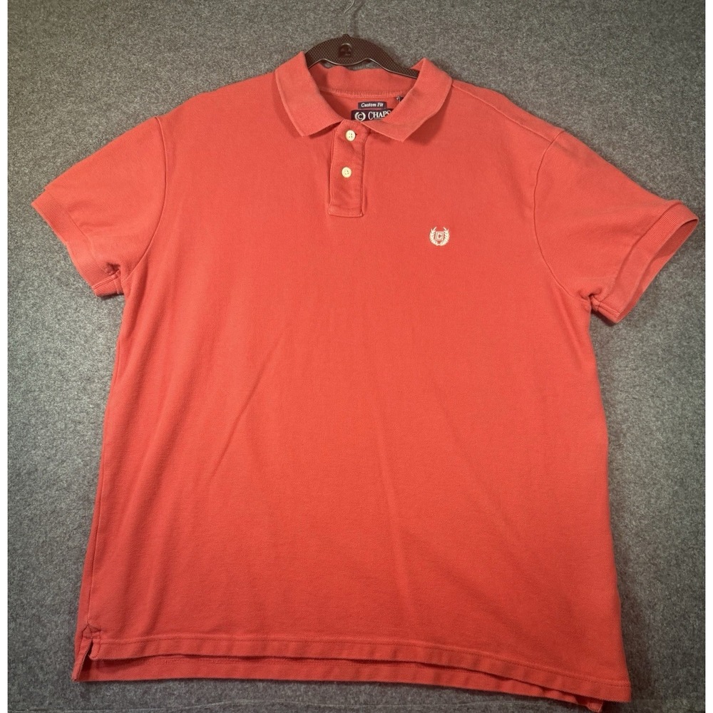 Chaps Men's Custom Fit Short Sleeve Polo‎ Shirt Coral Red Size XL